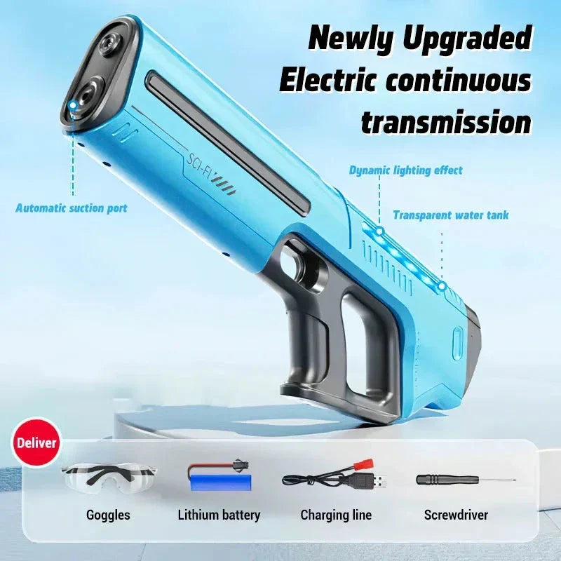 Electric Automatic Water Gun – Rechargeable High-Pressure Water Blaster for Kids & Adults, Portable Outdoor Beach Toy