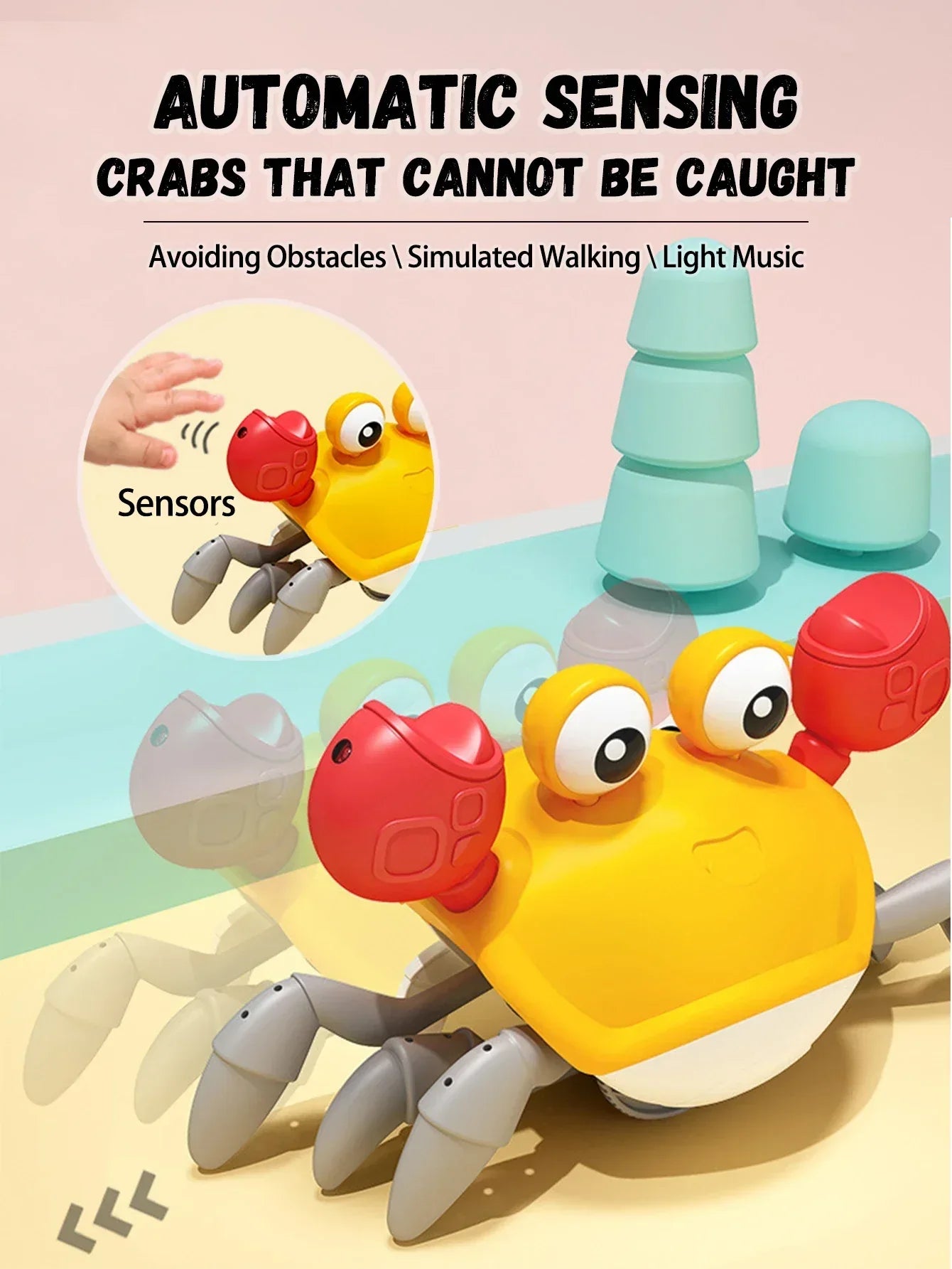 Auto-Sensing Escape Crab Toy – Crawling Baby Obstacle Avoiding Pet - BIG FRENCHIES