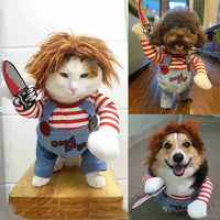Halloween Dagger Pet Costume - Funny Knife-Holding Dog & Cat Standing Dress for Festival Dress-Up