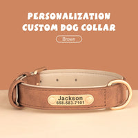 Personalized PU Leather Dog Collar with Custom Engraved ID Tag - BIG FRENCHIES