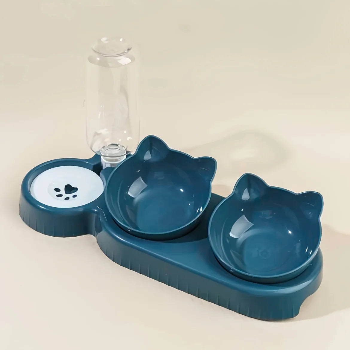 3-in-1 Cat Food & Water Bowl Set with Gravity Water Feeder - BIG FRENCHIES