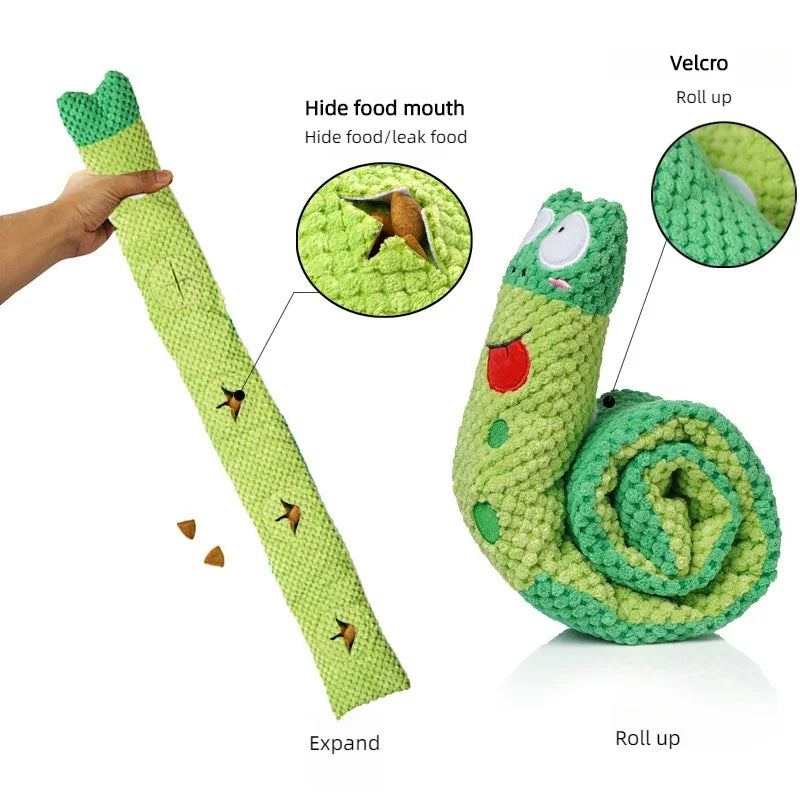 Dog Puzzle Feeder Plush Snail – Interactive Squeaky Chew Toy for Puppies & Dogs - BIG FRENCHIES