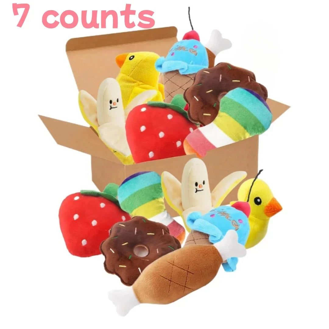 7-Piece Plush Puppy Toy Set – Chew, Play & Sound - BIG FRENCHIES