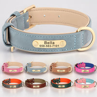 Personalized PU Leather Dog Collar with Custom Engraved ID Tag - BIG FRENCHIES