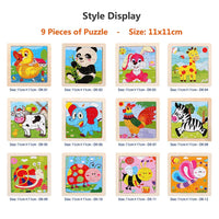 11cm/4.33in Kids Wooden Jigsaw Puzzle Games Cartoon Animal Vehicle Pattern Children Montessori Educational Toys