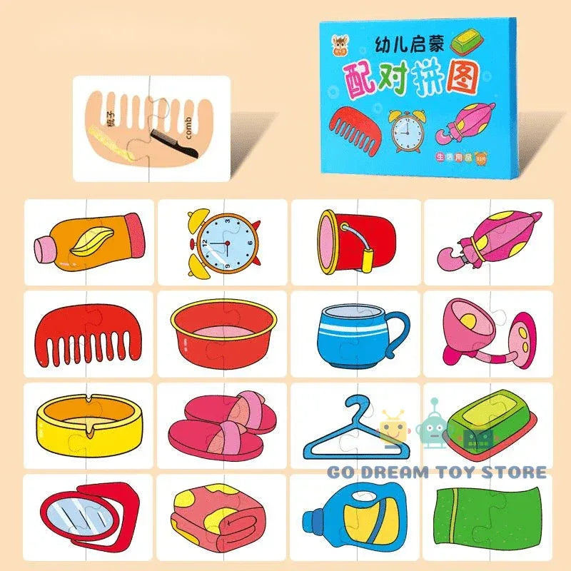 32Pcs Toddler Matching Cards – Montessori Animal & Shape Puzzle Set - BIG FRENCHIES