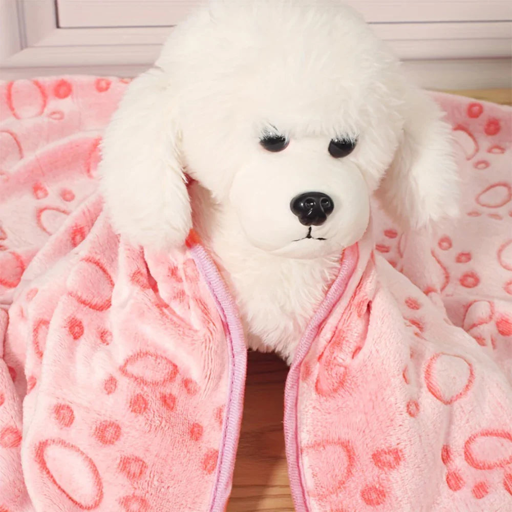 Soft Fluffy Pet Blanket – Cute Paw Print Warm Fleece Mat for Dogs & Cats - BIG FRENCHIES