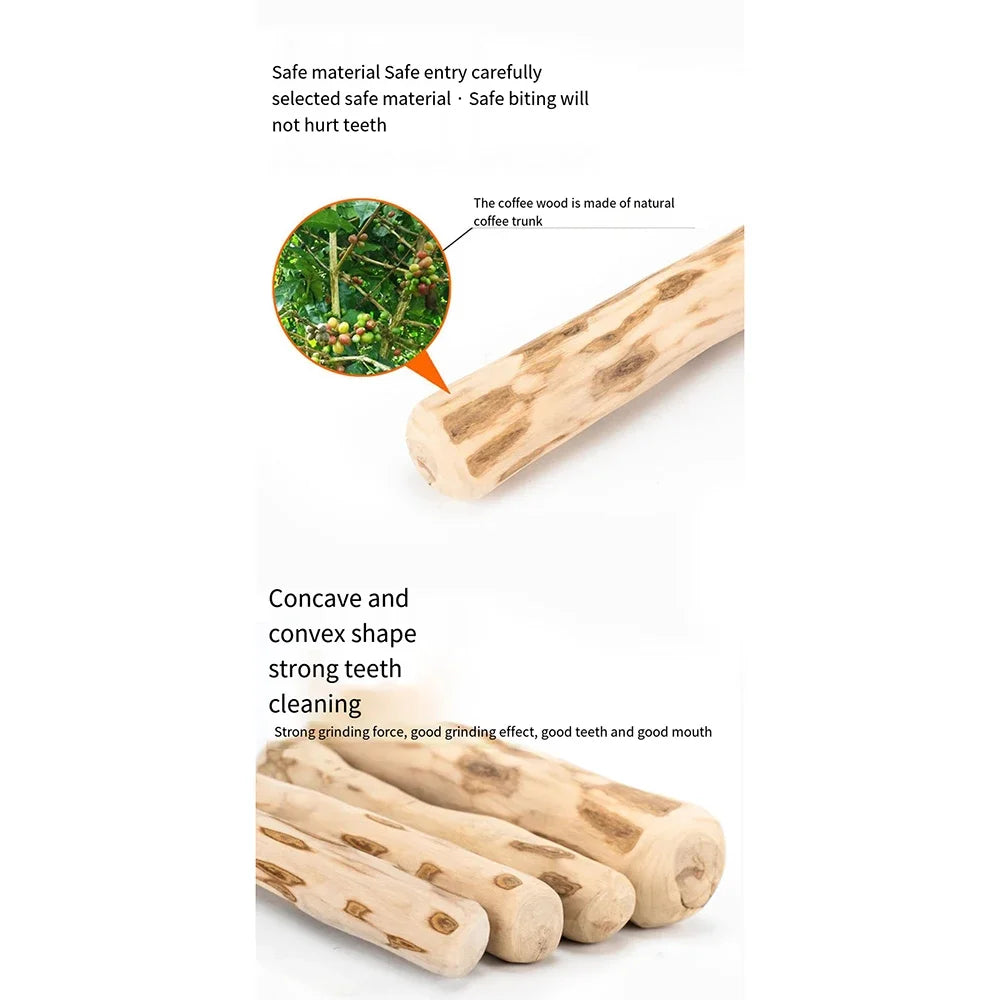 Coffee Wooden Dog Chew Stick – Tooth Pressure Relief Toy - BIG FRENCHIES