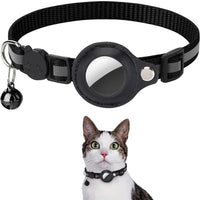 Cat AirTag Holder Collar – Adjustable Reflective Breakaway Kitten Collar with Bell & Waterproof AirTag Case - BIG FRENCHIES