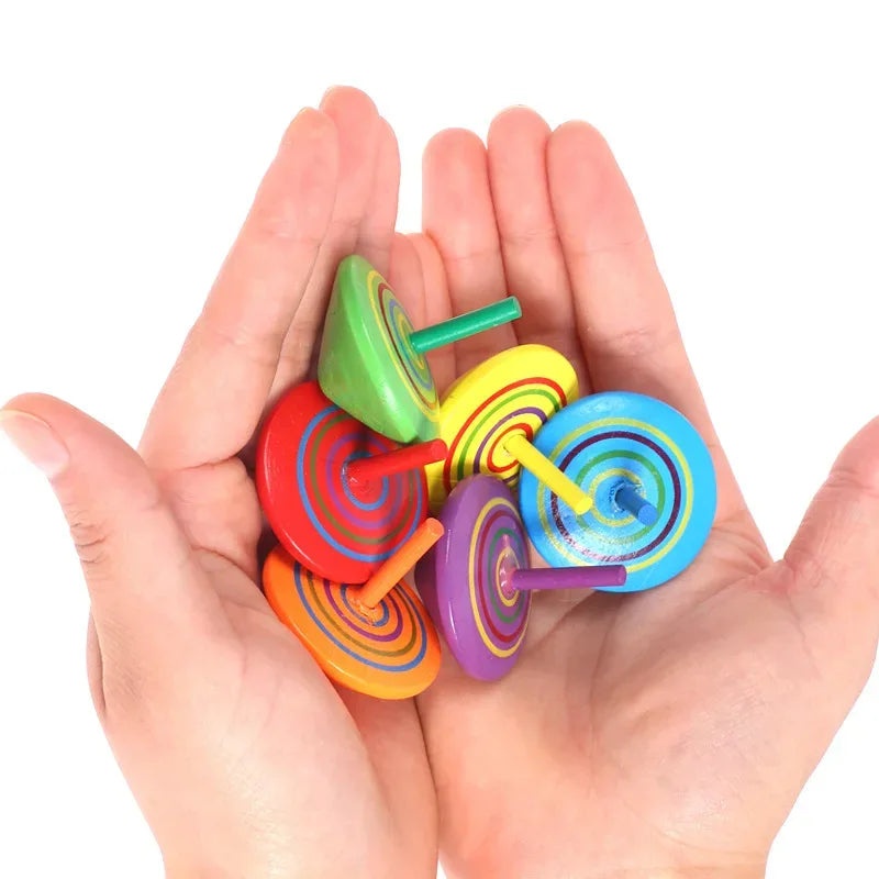 4Pcs Wooden Gyro Toy – Colorful Finger Spinner Party Favor for Kids - BIG FRENCHIES