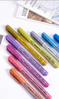 12 Colors Metallic Markers Pens Silver Gold Paint Pens for Black Paper, Glass, Rock Painting