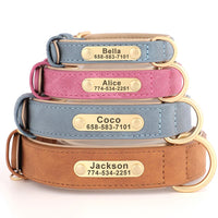 Personalized PU Leather Dog Collar with Custom Engraved ID Tag - BIG FRENCHIES