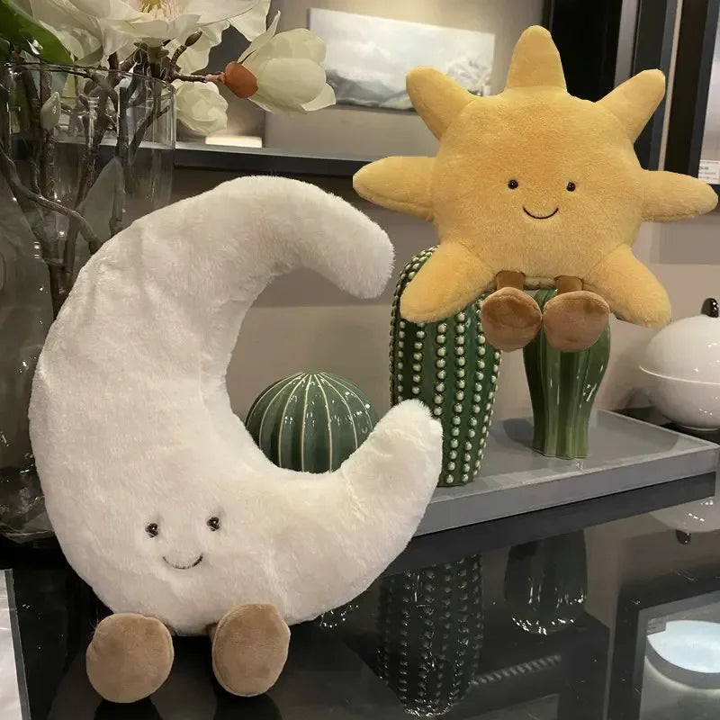 Smile Face Sun & Moon Plush Toy – Cute Cartoon Weather Pillow - BIG FRENCHIES
