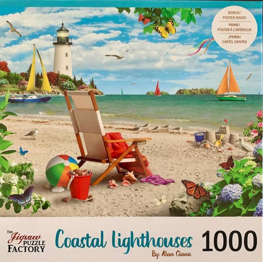 Sail into Summer Costal Lighthouses 1000 Piece Jigsaw Puzzle Leap Year - BIG FRENCHIES