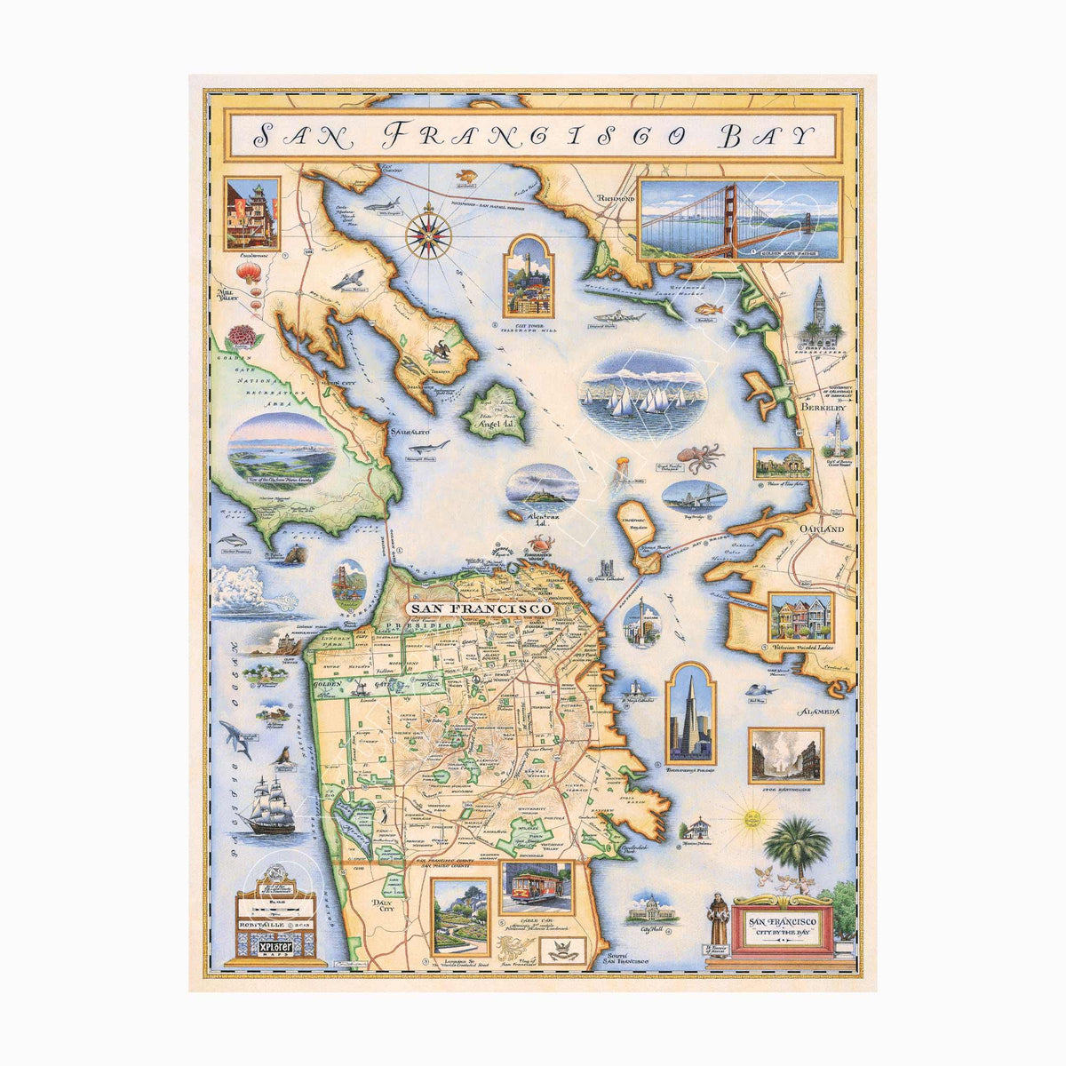 San Francisco Bay 1000 Piece Jigsaw Puzzle Xplorer Maps - BIG FRENCHIES