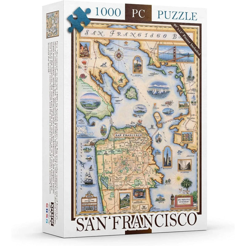San Francisco Bay 1000 Piece Jigsaw Puzzle Xplorer Maps - BIG FRENCHIES