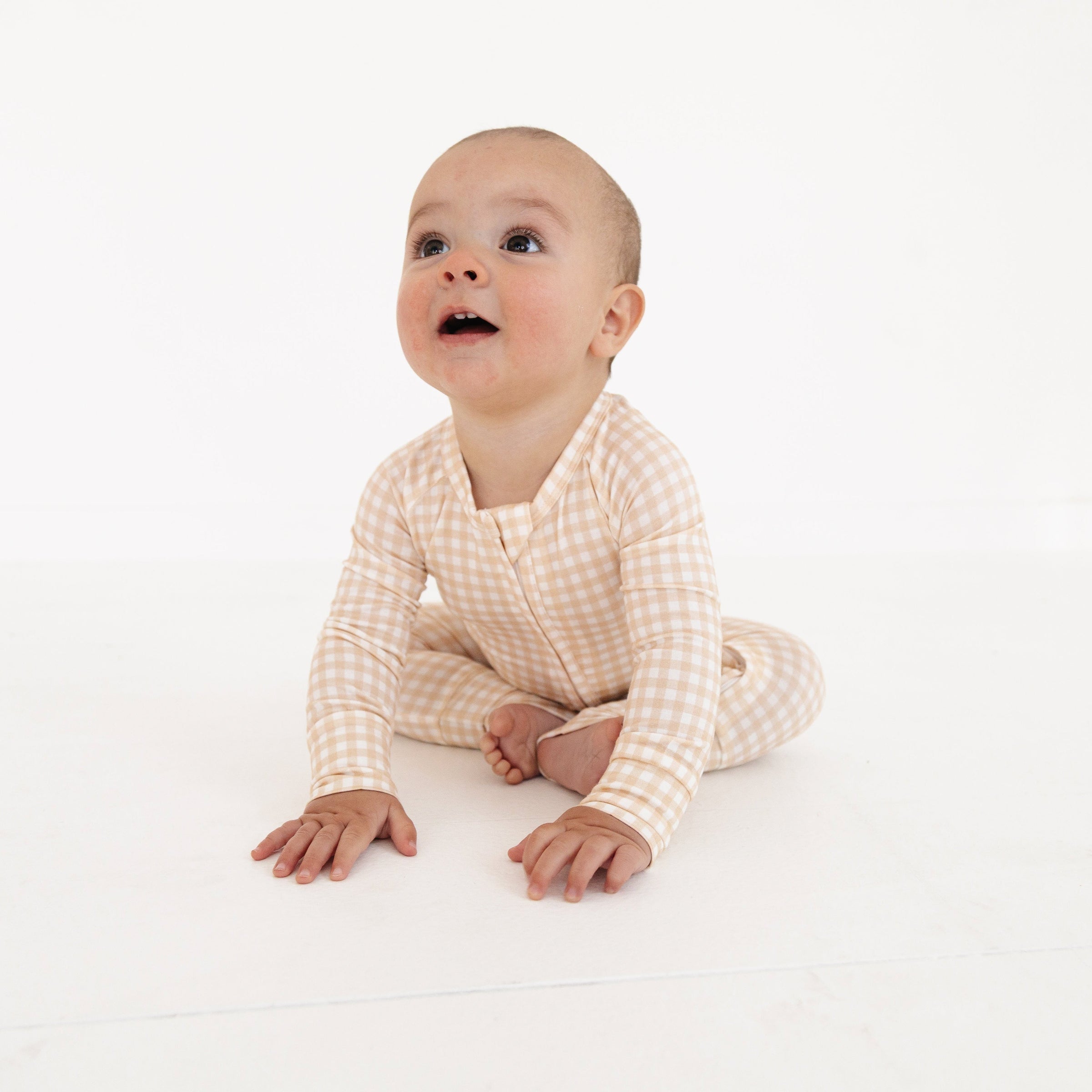 Sandstone Gingham Bamboo Sleeper - BIG FRENCHIES