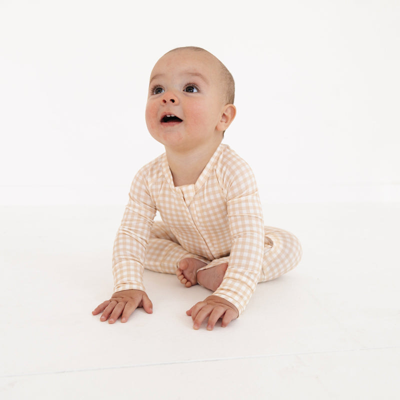 Sandstone Gingham Bamboo Sleeper - BIG FRENCHIES