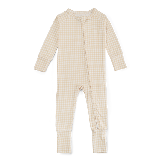 Sandstone Gingham Bamboo Sleeper - BIG FRENCHIES