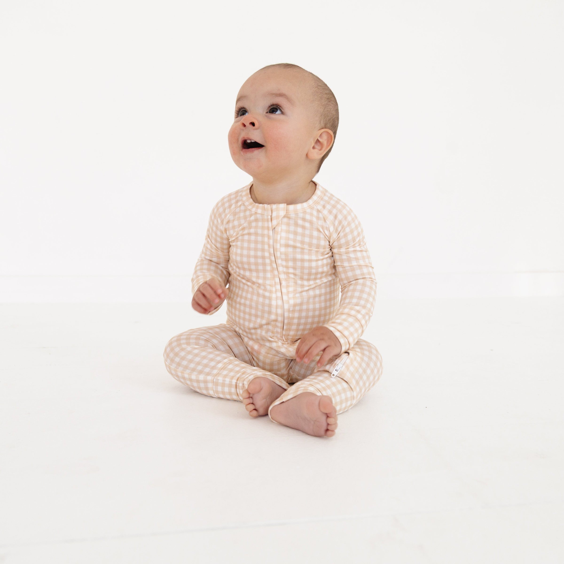 Sandstone Gingham Bamboo Sleeper - BIG FRENCHIES