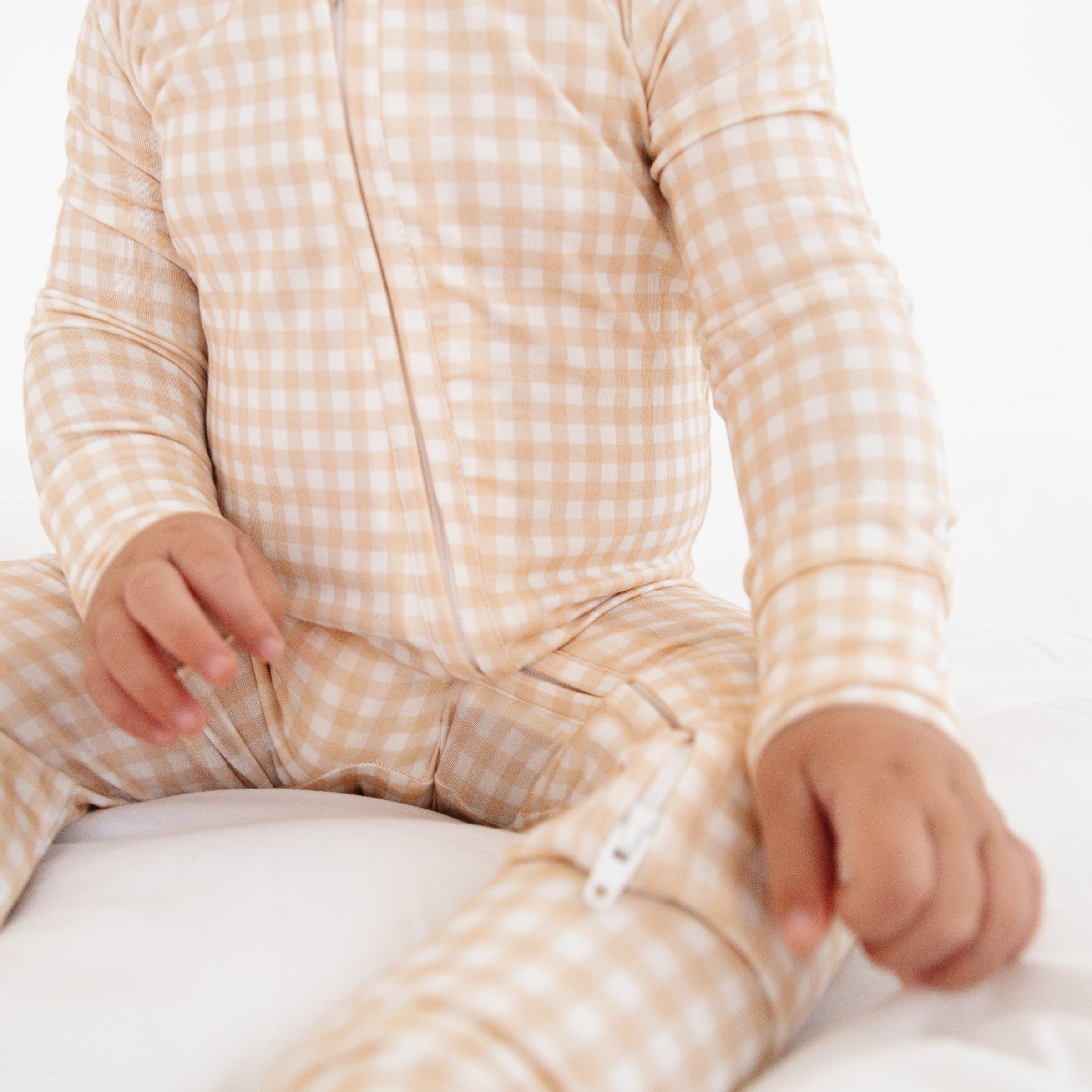 Sandstone Gingham Bamboo Sleeper - BIG FRENCHIES