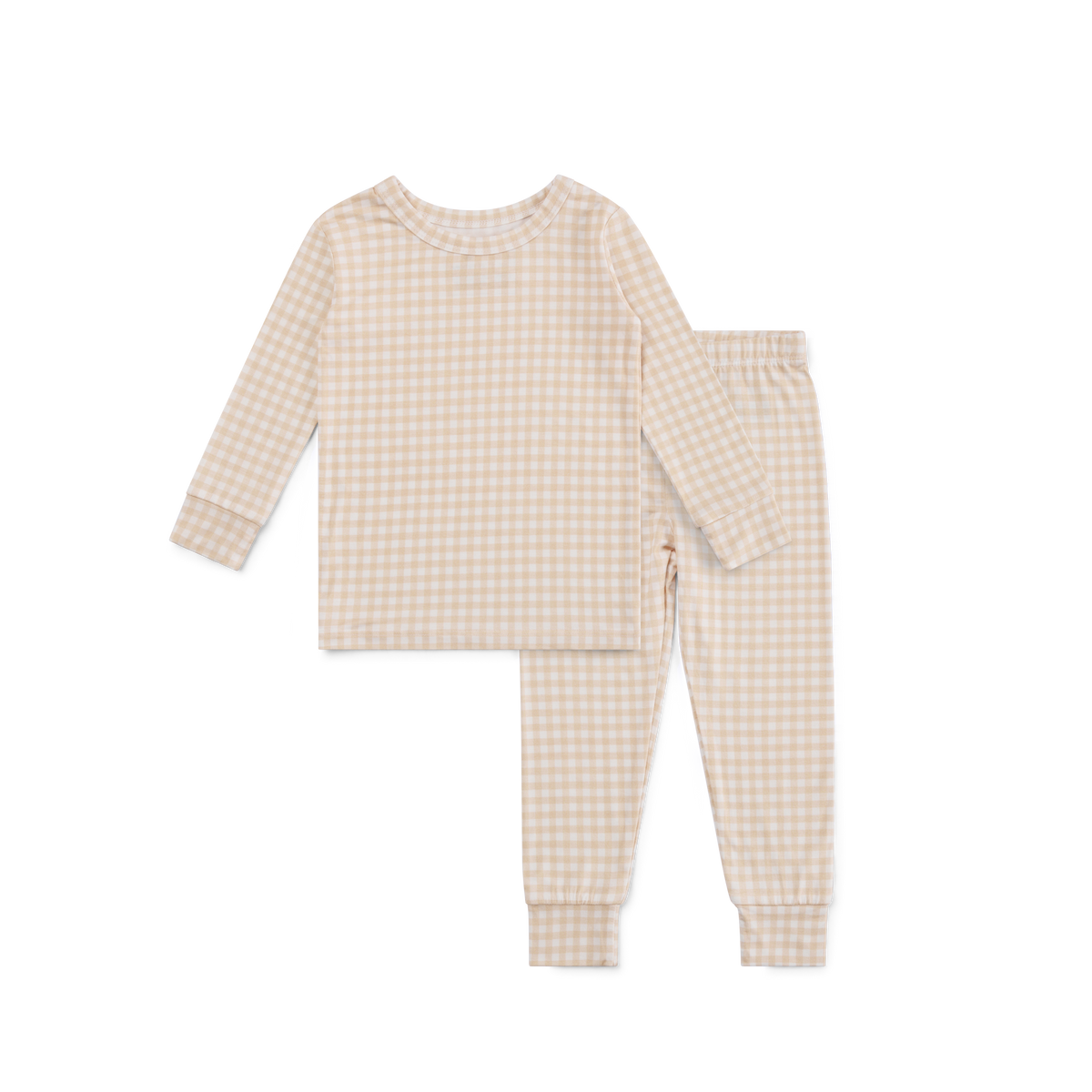 Sandstone Gingham Bamboo Toddler Pajama Set - BIG FRENCHIES