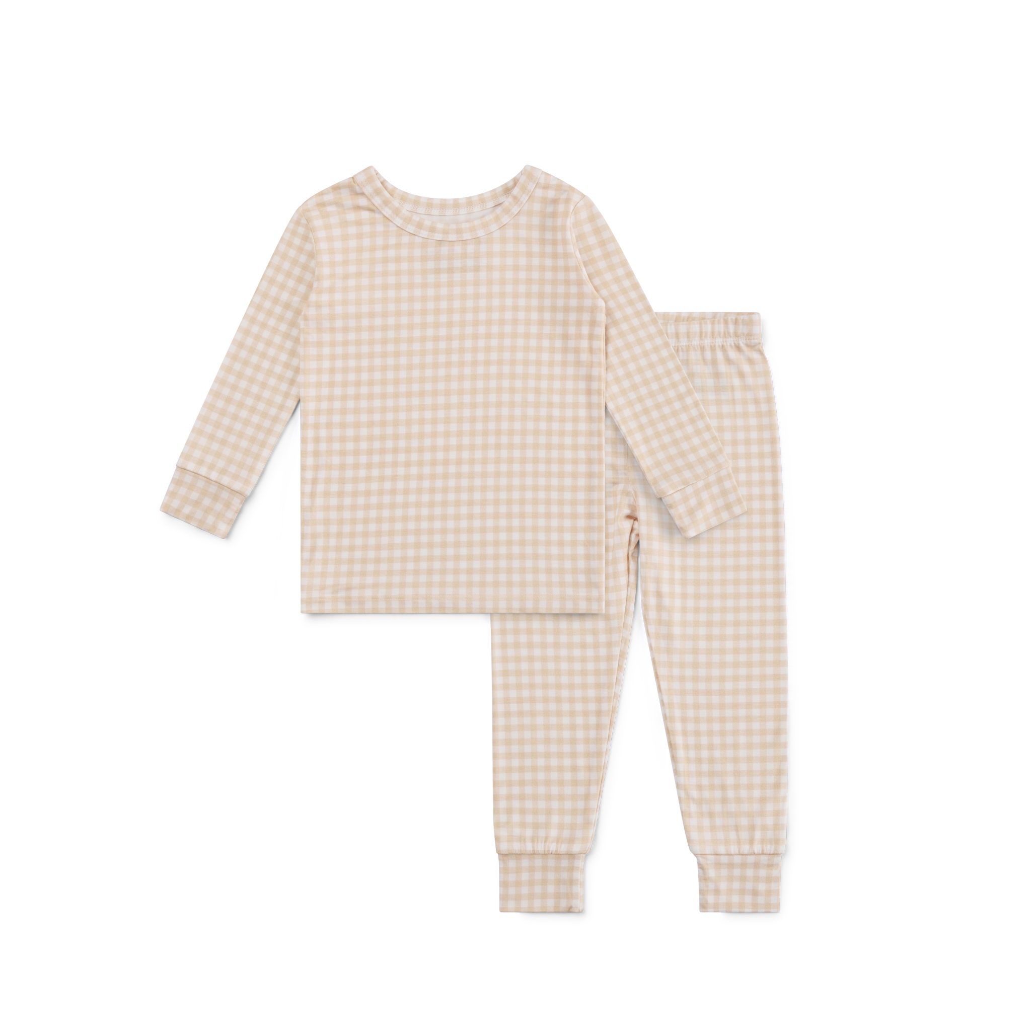 Sandstone Gingham Bamboo Toddler Pajama Set - BIG FRENCHIES