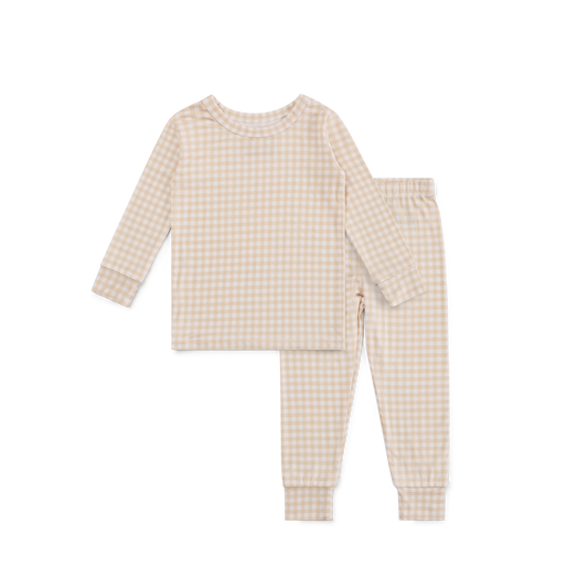 Sandstone Gingham Bamboo Toddler Pajama Set - BIG FRENCHIES