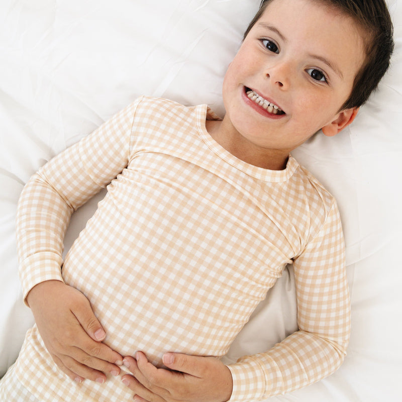 Sandstone Gingham Bamboo Toddler Pajama Set - BIG FRENCHIES