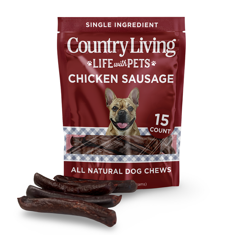 Country Living 4”-5” Beef Flavored Chicken Sausage Dog Treats – 15 Count Bag – Soft & Chewy, High-Protein Training & Reward Treats – Grain-Free, No Artificial Flavors or Preservatives - BIG FRENCHIES