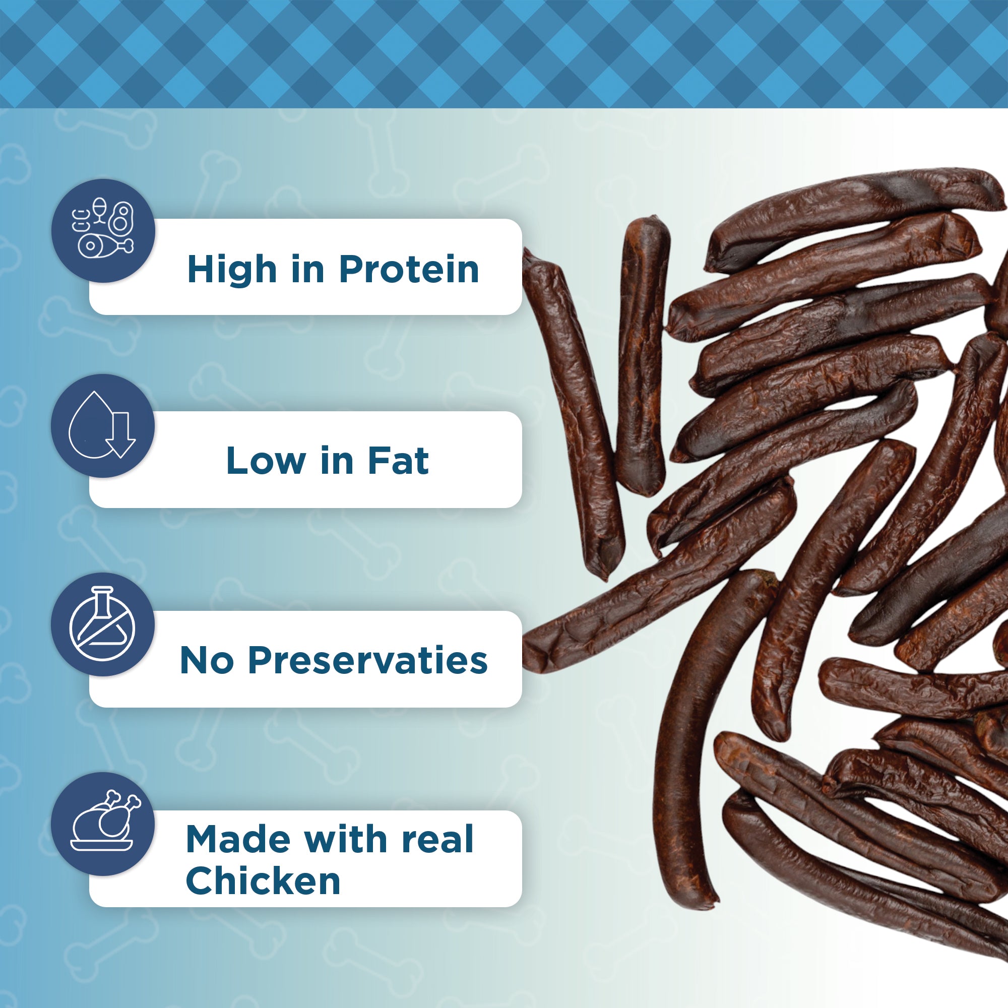 Country Living 4”-5” Beef Flavored Chicken Sausage Dog Treats – 15 Count Bag – Soft & Chewy, High-Protein Training & Reward Treats – Grain-Free, No Artificial Flavors or Preservatives - BIG FRENCHIES