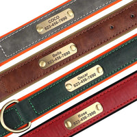 Personalized PU Leather Dog Collar with Custom Engraved ID Tag - BIG FRENCHIES