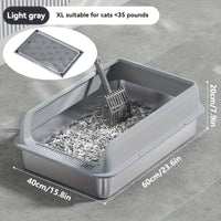 KEMORELA Stainless Steel Cat Litter Box with Lid | Enclosed High-Sided