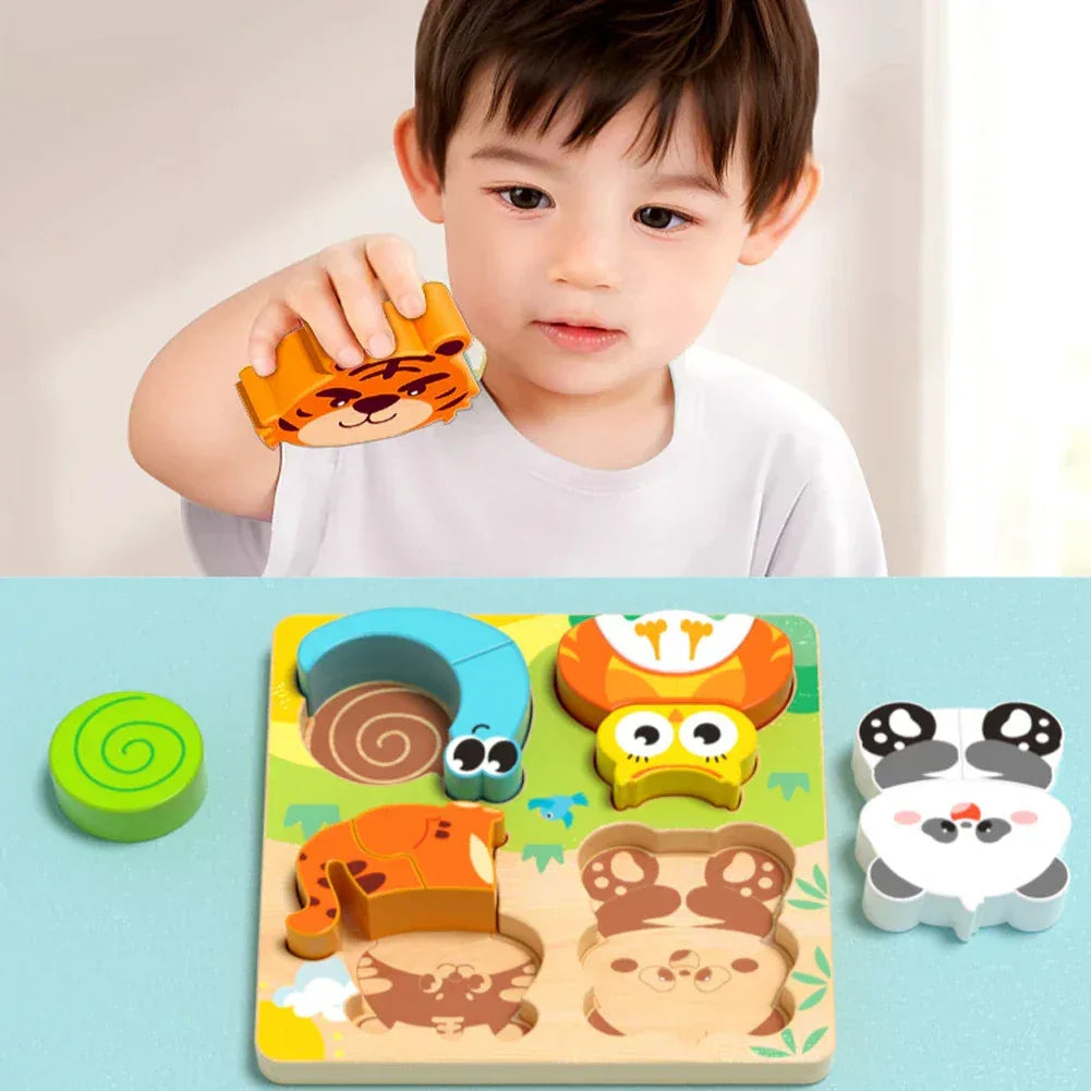 4-in-1 Wooden 3D Cartoon Animal Puzzle | Educational Toy for Kids - BIG FRENCHIES