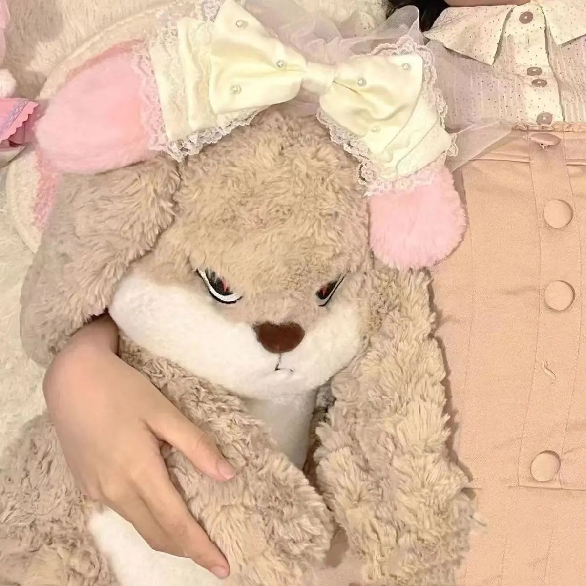 Large Angry Rabbit Plush Toy – Cute Kawaii Stuffed Animal Doll