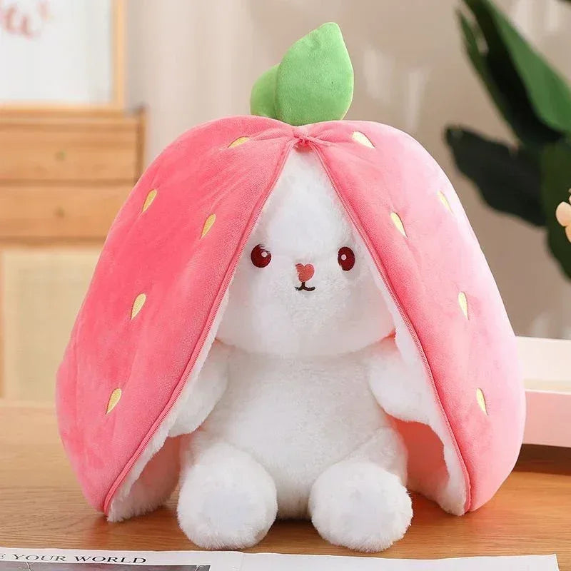 Cute Strawberry Carrot Rabbit Plush Toy – Soft Cuddly Bunny Doll - BIG FRENCHIES