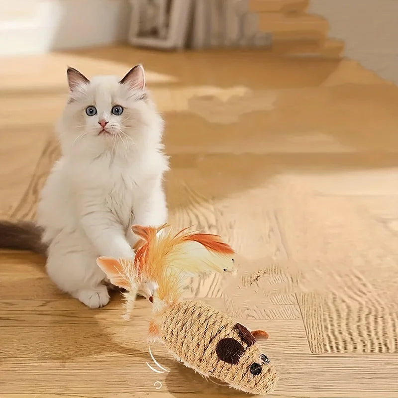 Sisal Mouse Cat Toy – Bite-Resistant Interactive Plush (1/4pcs) - BIG FRENCHIES