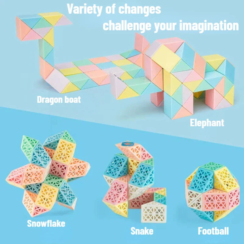 MEACAOFG Magic Snake Ruler Puzzle 24 36 48 60 72 Segments Stress Reliever Toys Twist Folding Educational Toy Kids Child Fidget Toys Cube