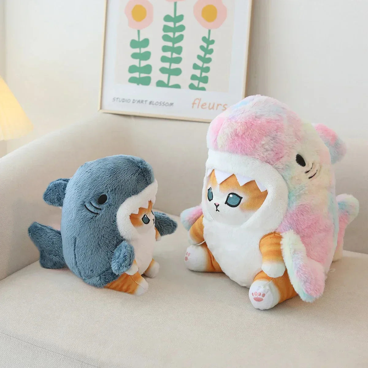 Kawaii Shark Cat Plush Toy – Soft Colorful Stuffed Doll for Kids - BIG FRENCHIES