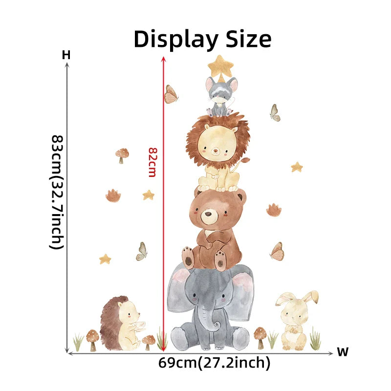 Watercolor Cartoon Animals Wall Stickers