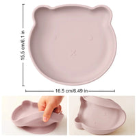 Silicone Baby Dishes Suction Plate Cartoon Bear Shape Tableware