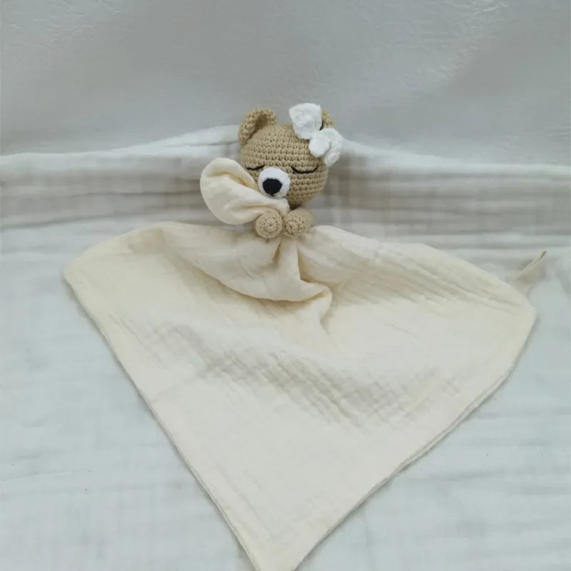 Baby Bib with Sleeping Animals Rattle