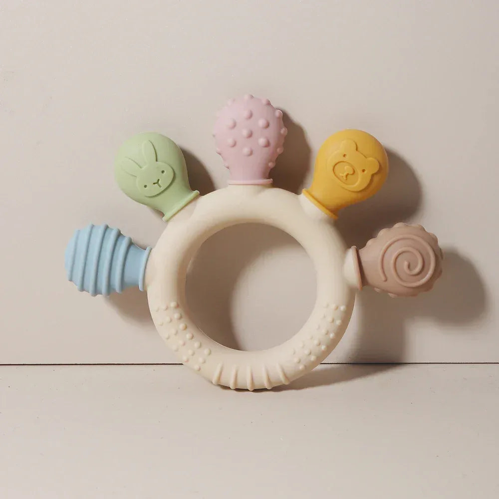 Silicone Baby Ring Teether – Multicolor Sensory Gum Relief Toy - BIG FRENCHIES