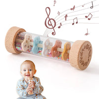 Montessori Baby Rain Stick Rainbow Hourglass Music Rattle Toy