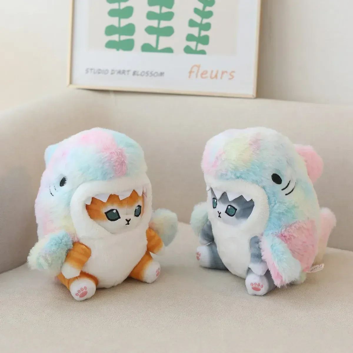 Kawaii Shark Cat Plush Toy – Soft Colorful Stuffed Doll for Kids - BIG FRENCHIES