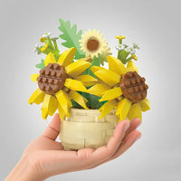 DIY Potted Plant Building Blocks Set - Rose Sunflower Succulents Bonsai Tree Romantic Garden Kids Model Bricks Toy Kit