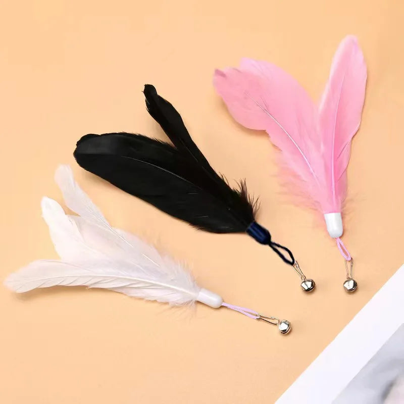 Interactive Cat Teaser Stick with Natural Feathers & Suction Cup - BIG FRENCHIES