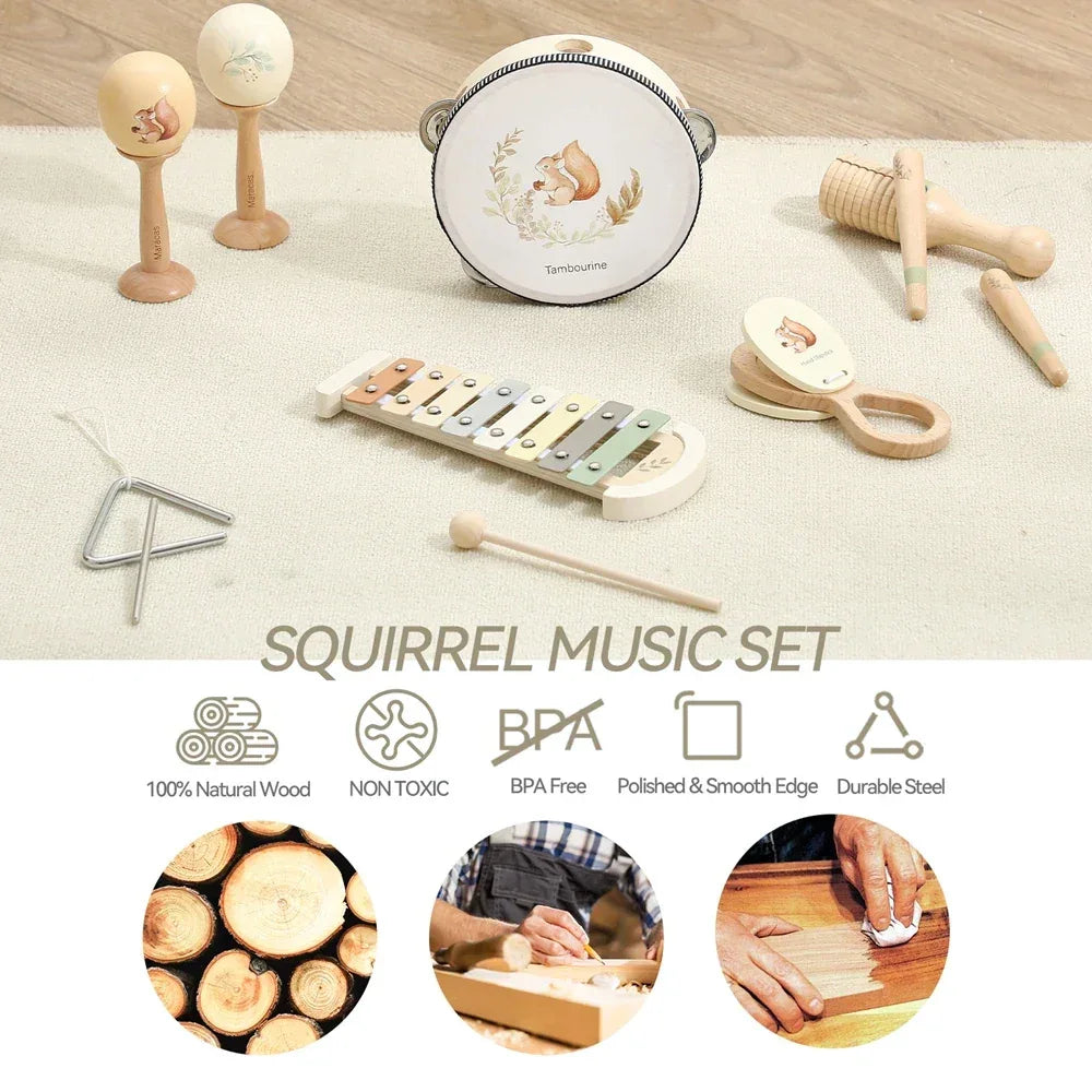 Montessori Musical Instruments Baby Toys | Drum & Xylophone for 0–12 Months - BIG FRENCHIES