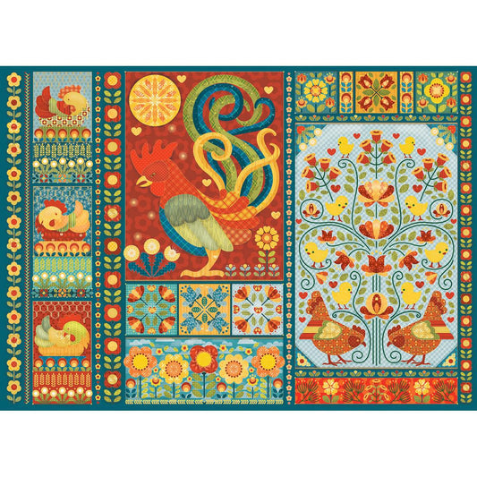 Scandi Chicken Quilt 1000 Piece Jigsaw Puzzle Cobble Hill