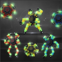 4PCS Glow-in-the-Dark Fidget Spinners – Deformable Robot Sensory Toys for Kids & Adults | Stress Relief Fingertip Gyro Party Favors